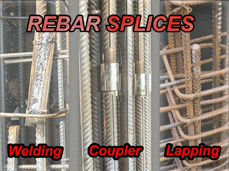 Trois types de jonctions de barres d'armature : coupleur vs recouvrement vs soudage